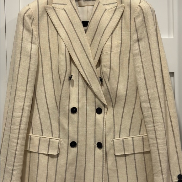 Suistudio Jackets & Blazers - Suistudio cream colored pinstriped double-breasted blazer